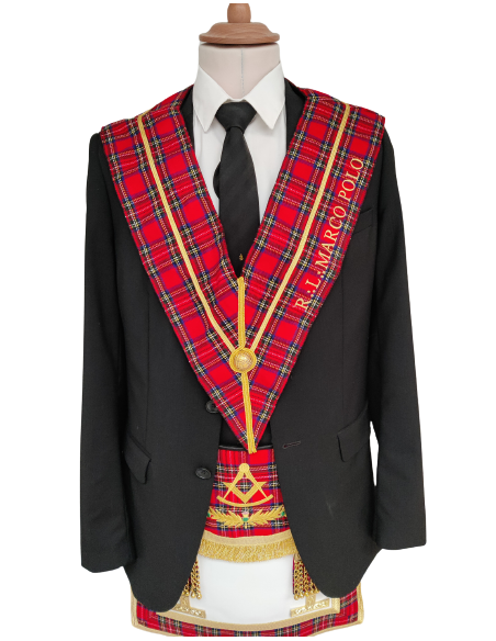 Sautoir / Collier Passé Vénérable RSE (Rite Standard d'Ecosse) Brodé au nom de la Loge