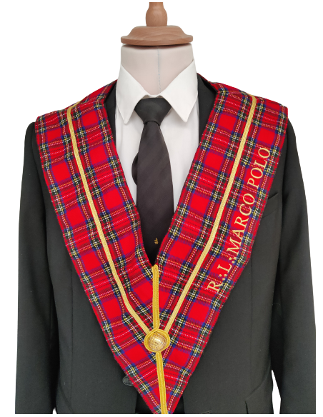 Sautoir / Collier Passé Vénérable RSE (Rite Standard d'Ecosse) Brodé au nom de la Loge