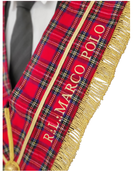 Sautoir / Collier Vénérable RSE (Rite Standard d'Ecosse) Brodé au nom de la Loge