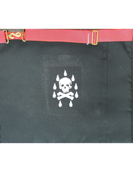 Tablier Maitre REAA Dos Deuil Cuir (Rite Ecossais Ancien et Accepté)
