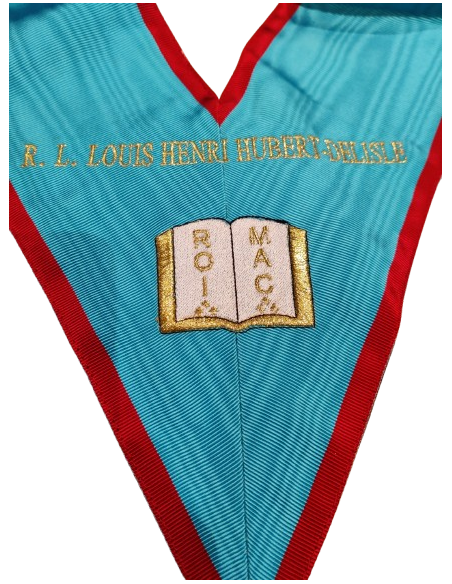 Sautoirs 9 Officiers REAA (Rite Ecossais Ancien et Accepté) Brodés Machine Personnalisés avec nom de Loge (sans bijou)