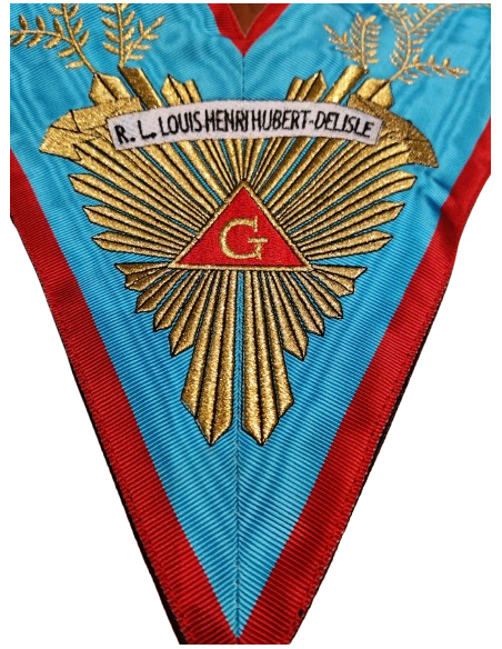 Sautoir V.M. Brodé Machine Brodé au nom de la Loge (Rite Ecossais Ancien et Accepté)