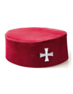 Chapeau Rouge de Chevalier du Temple brodé Croix...