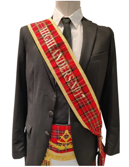 Baudrier ( Écharpe ) de Maître RSE (Rite Standard d'Ecosse) Brodé au nom de la Loge