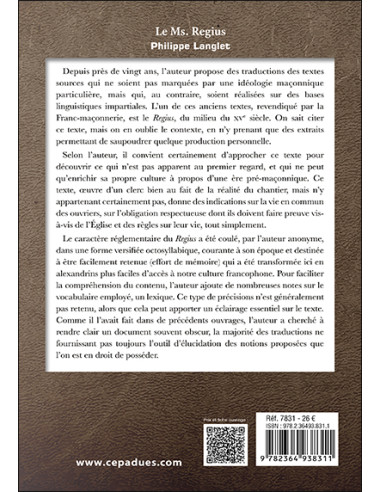 Le MS. REGIUS Philippe Langlet  (vendu par...