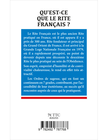 Qu'est-ce que le Rite Français ? Collection Enjeux Initiatiques N° 54 (vendu par Eosphoros)