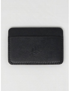 Porte carte en cuir Noir logo discret branche d'Olivier...