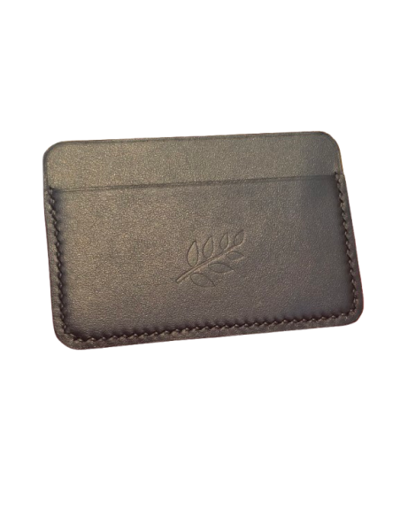 Porte carte en cuir Noir logo discret branche d'Olivier (RFID)