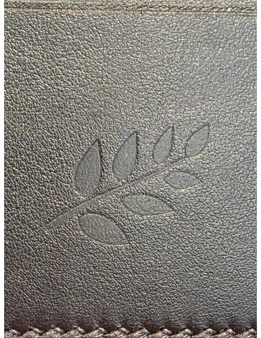 Porte carte en cuir Noir logo discret branche...
