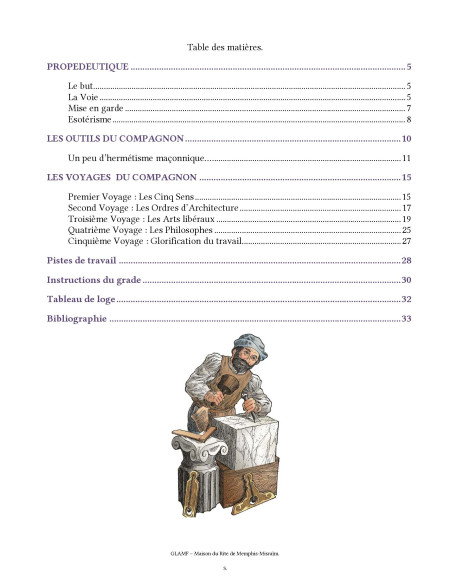 LIVRET D'INSTRUCTION COMPAGNON 2 EME DEGRE RAPMM (Rite Ancien Primitif Memphis Misraim) Vendu par Eosphoros
