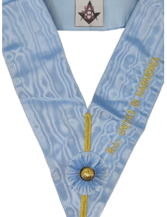 Sautoir d'Officier RER (Rite Ecossais Rectifié) Brodé Machine Personnalisé avec nom de Loge