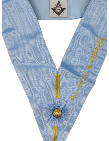Sautoir d'Officier RER (Rite Ecossais Rectifié) Brodé Machine Personnalisé avec nom de Loge