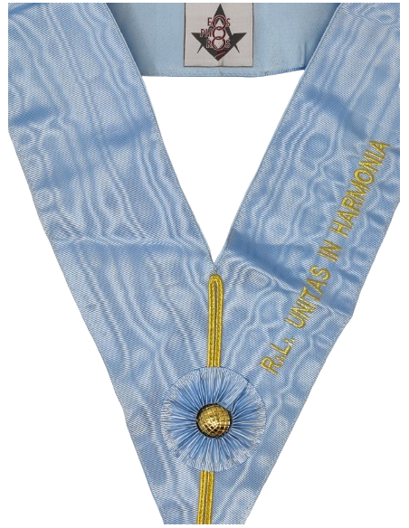 Sautoir d'Officier RER (Rite Ecossais Rectifié) Brodé Machine Personnalisé avec nom de Loge