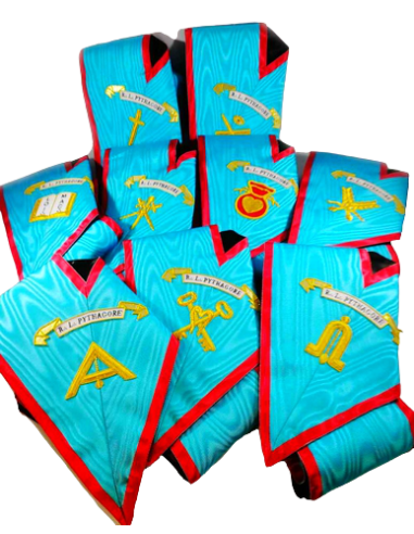 Lot de 9 sautoirs d'Officiers REAA (Rite...