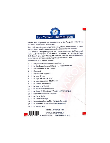 Cahier thématique Apprenti N°1 RF (Rite Français)