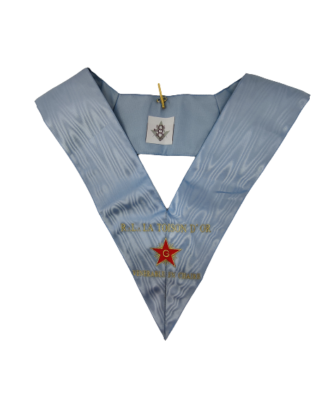 Collier / Sautoir Vénérable en Chaire RF (Rite Français) brodé au nom de la Loge