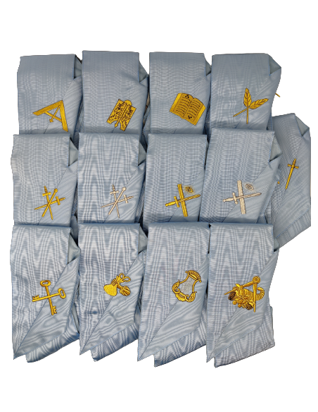 Sautoir / Collier d'Officier RF (Rite Français) Personnalisé au nom de la Loge (13 pieces avec bijoux)