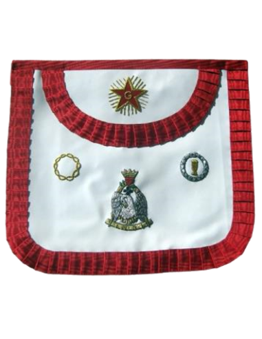 Tablier 4eme Ordre du RF (Rite Français) Tablier Cuir de Chevalier Rose-Croix